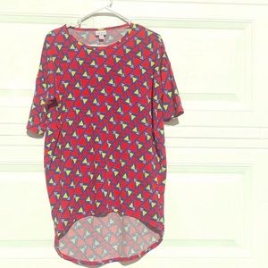 LuLaRoe Red Geometric Loose Casual XXS Shirt